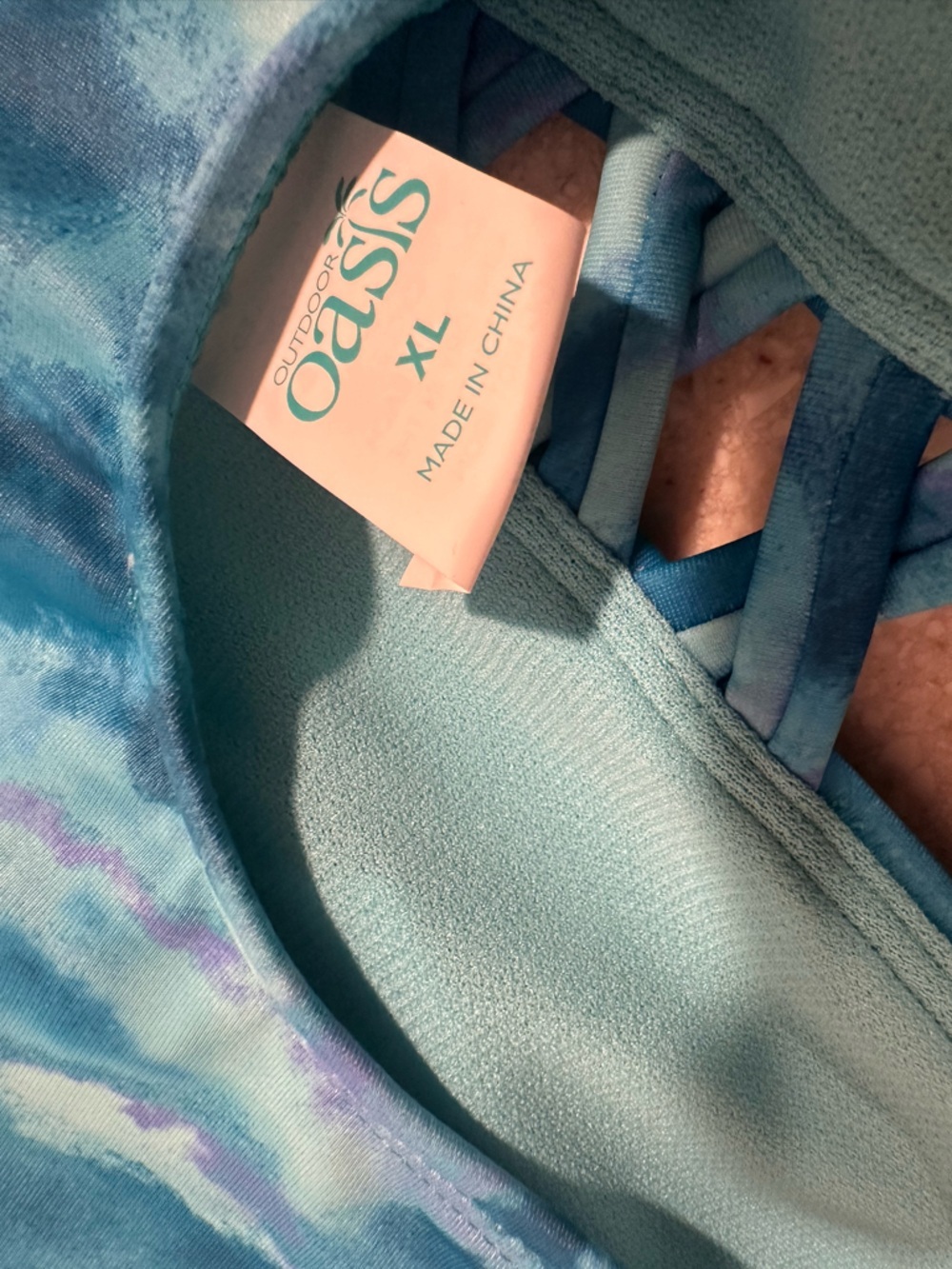 JC Penney’s Outdoor Oasis Aqua Beach Tie Dye Blue One-Piece Swimsuit XL NWT - Picture 2 of 15